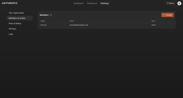 Anthropic Console screen