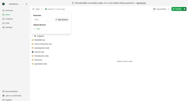 Editor - Mintlify screen