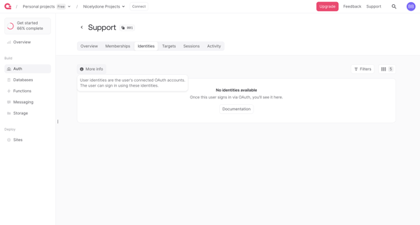 User - Appwrite screen