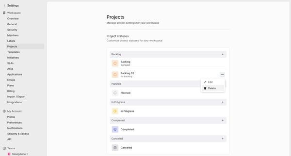 Projects from Linear
