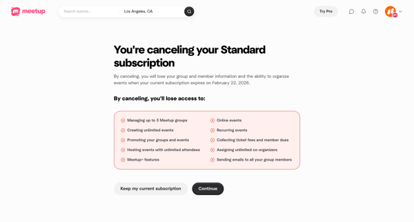 Feedback | Meetup screen