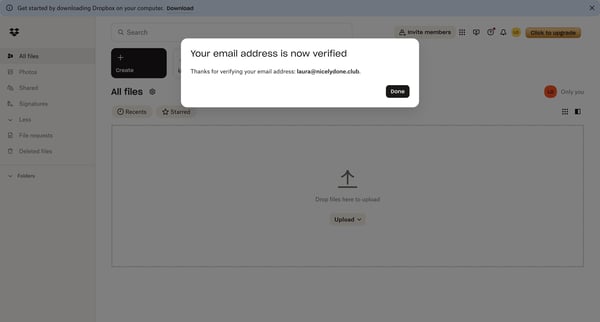 Files - Dropbox screen