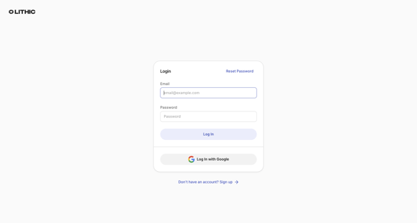 Lithic - Login screen