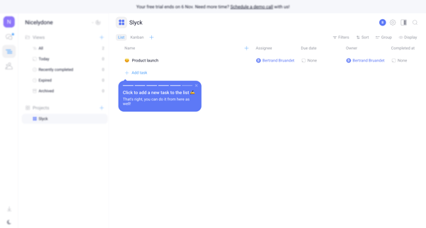 Nicelydone - Tasks screen