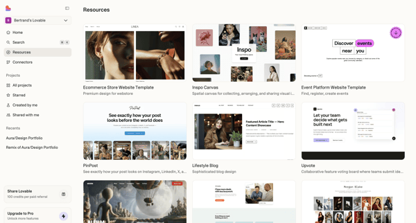Resources | Lovable screen