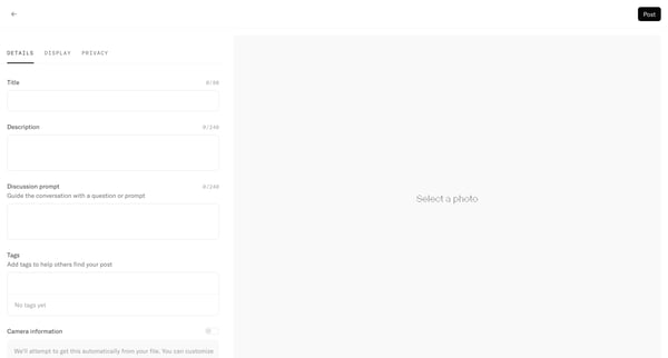 New post — Refrakt screen