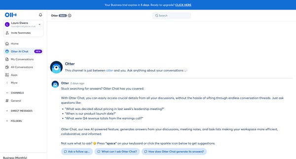 Otter Voice Meeting Notes - Otter.ai screen