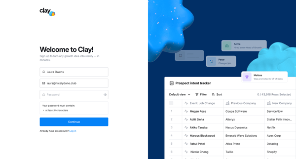 Clay | Signup from Clay