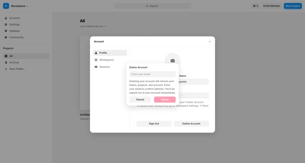 Framer screen