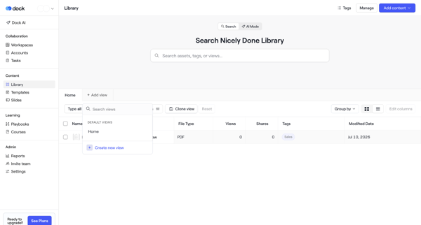 Library · Dock screen