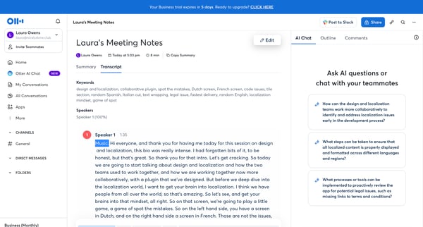 Lauras Meeting Notes - Otter.ai screen
