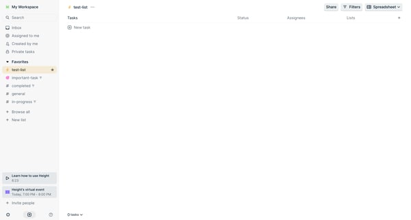test-list - Height screen