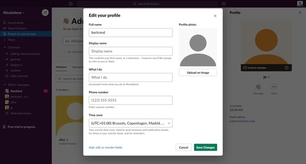 Slack | People user groups Nicelydone 1 new item screen