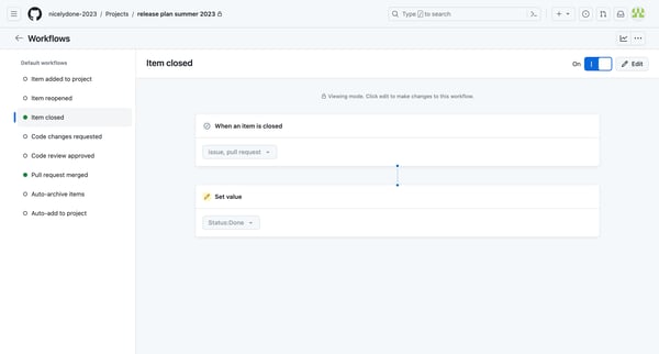 Workflows · release plan summer 2023 from Github