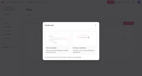 Sites - Appwrite screen