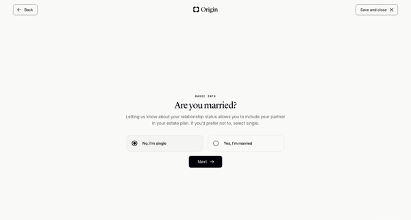 Origin Financial screen