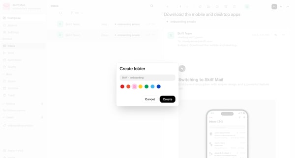 Inbox - nicelydone@skiff.com screen