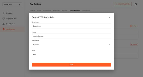 Request Filtering | Fingerprint from Fingerprint