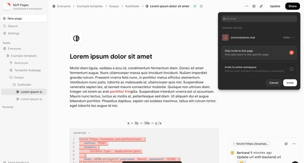 Lorem ipsum dolor sit amet — Skiff screen