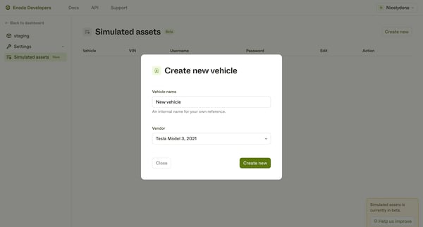 Enode Developers screen