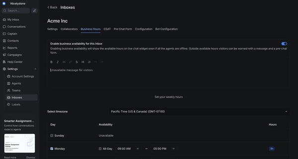 Chatwoot screen