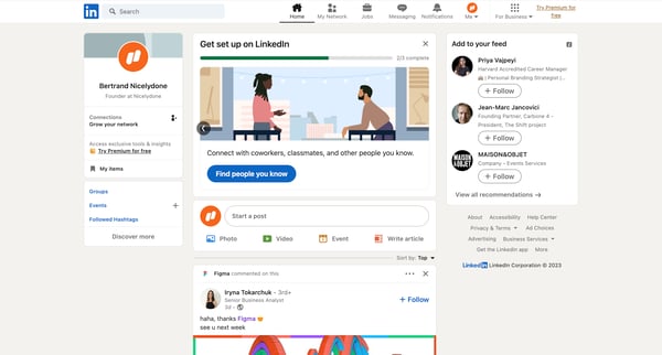 Feed | LinkedIn screen