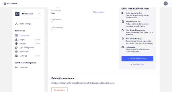 Team profile | Online Whiteboard for Visual Collaboration screen