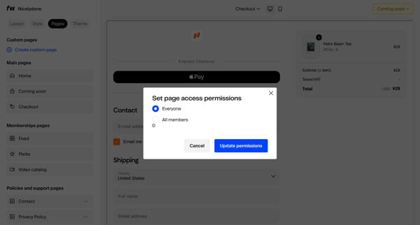 Site design – Dashboard screen