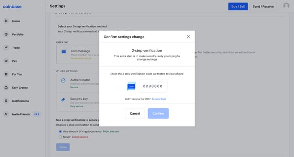 Coinbase screen