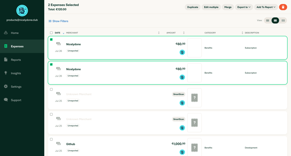Expensify - Expenses screen