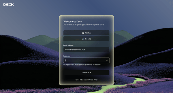 Deck Console screen