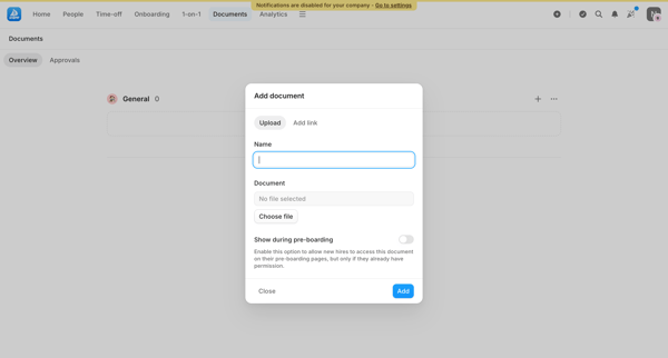 Documents | Aboard screen