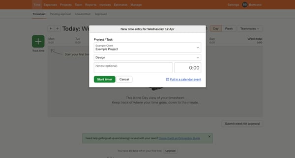 Timesheet – nicelydone – Harvest screen