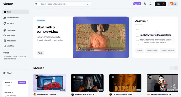 Vimeo screen