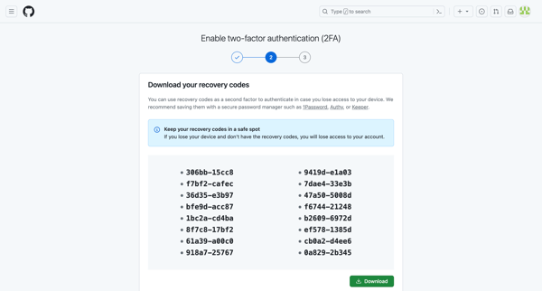 Configure two-factor authentication screen