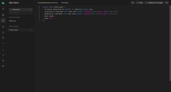 SQL | Supabase screen