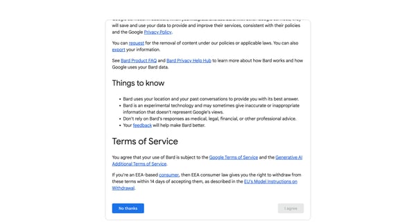 Bard - Chat Based AI Tool from Google, Powered by PaLM 2 screen