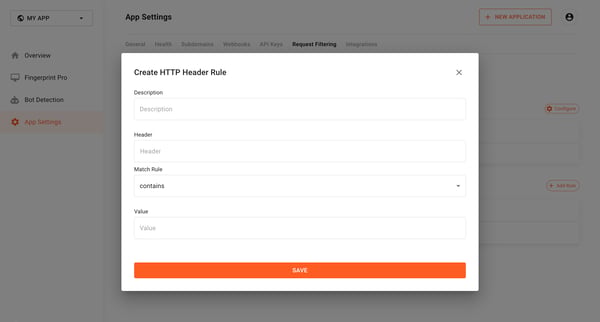 Request Filtering | Fingerprint from Fingerprint