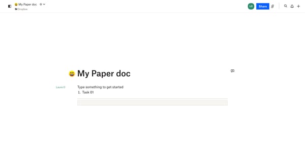 My Paper doc – Dropbox Paper screen