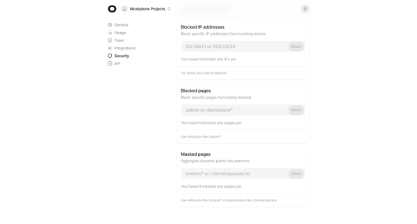Security on nicelydone.com - Visitors screen