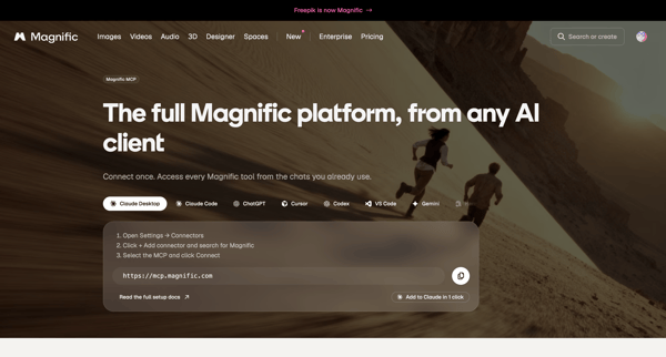 Magnific MCP. Every agent runs Magnific. screen