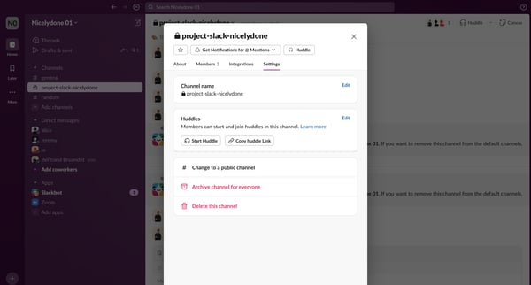 project-slack-nicelydone Channel - Nicelydone 01 - Slack screen
