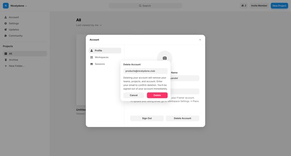 Framer screen