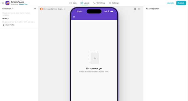 Bertrand's App · Glide screen