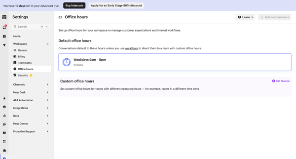 Office hours | Nicelydone  Intercom screen