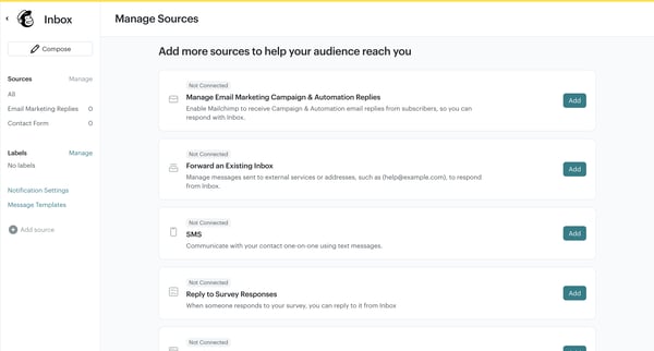 Inbox | Mailchimp screen