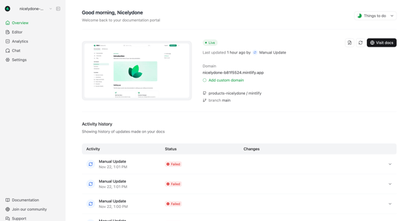 Dashboard - Mintlify from Mintlify