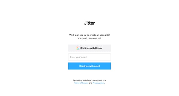 Sign up · Jitter screen