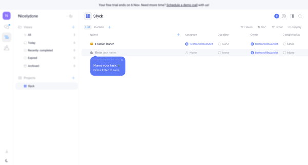Nicelydone - Tasks screen