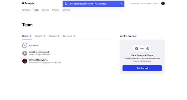 Twingate Admin screen